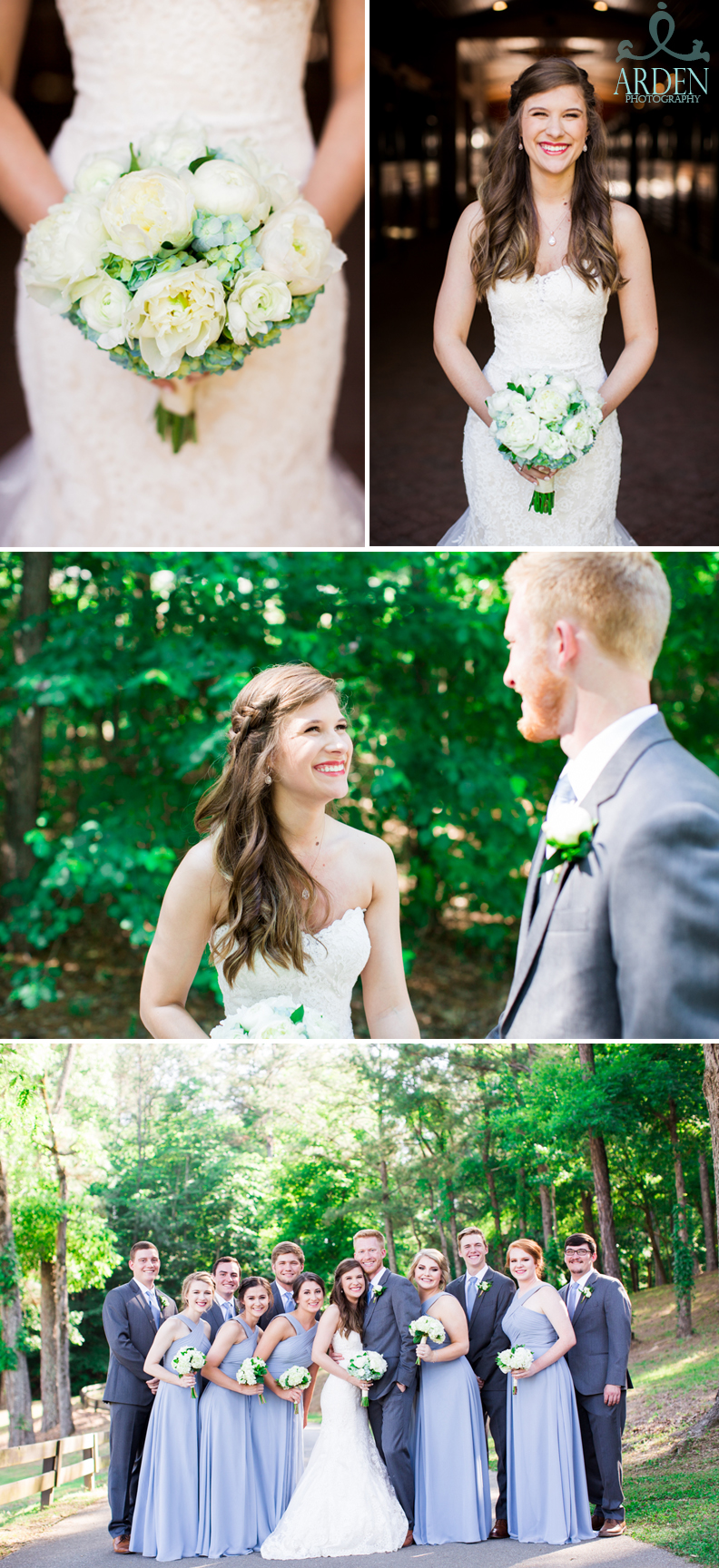  First look requirements: a loving couple, supportive friends, and, of course, a beautiful bouquet. 